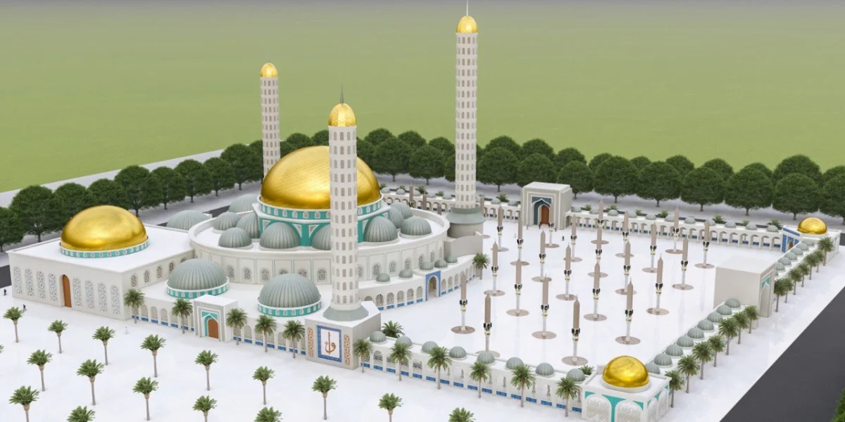 Senegal Camii ana kubbe ve minare 3D modeli 1